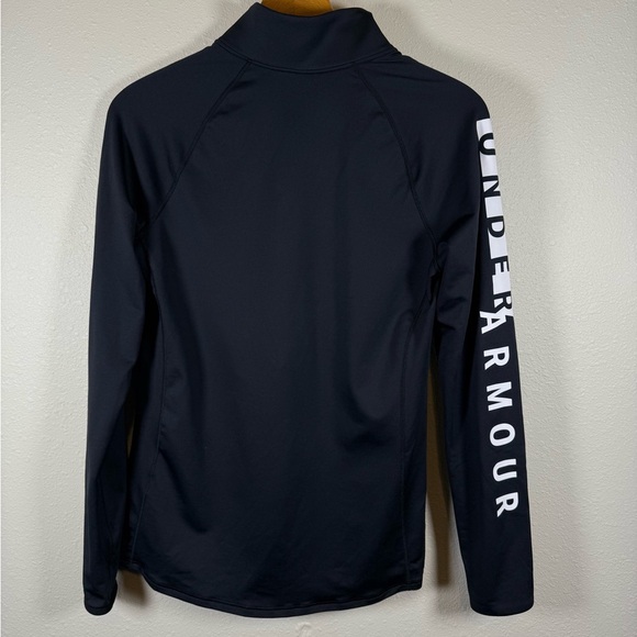 Under Armour Cold Gear Long Sleeve Running 1/4 Zip Black Womens M Logo Stretch - Picture 6 of 7